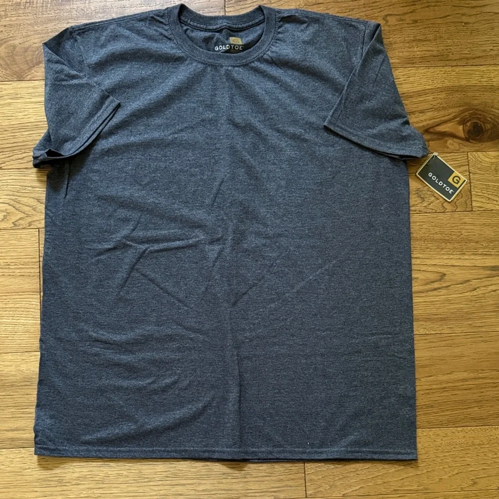 Gold Toe Men’s Heather Charcoal Short Sleeve Crew Tee - Picture 1 of 5